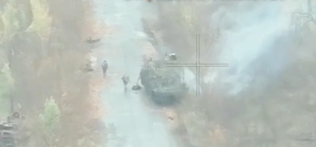 Invaders' equipment moments before being hit by FPV. Photo credits: 63rd Brigade on Telegram