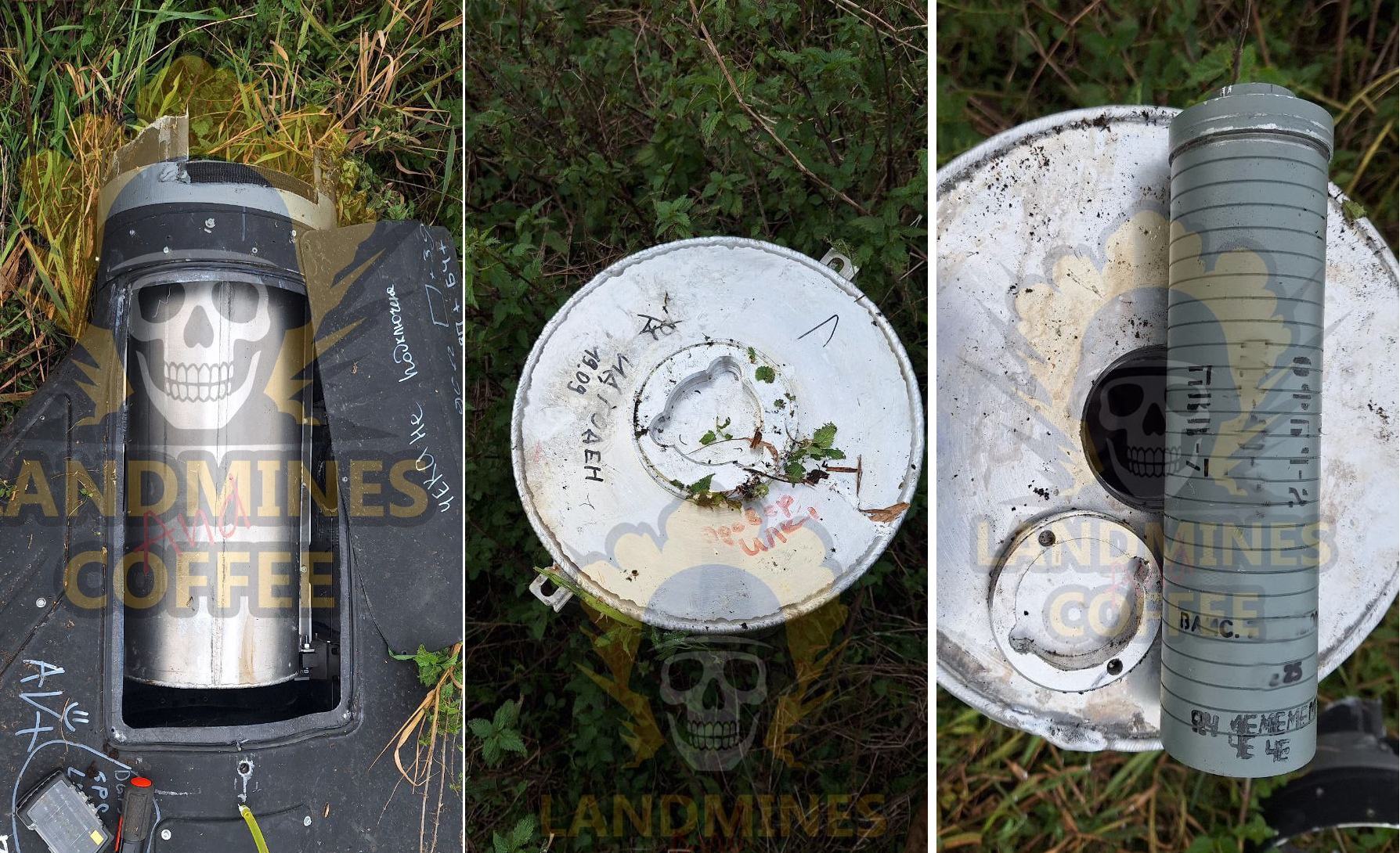 Бойова частина дрона Shahed («Герань») із запальною сумішшю. Джерело: «Міни та кава з канапками».