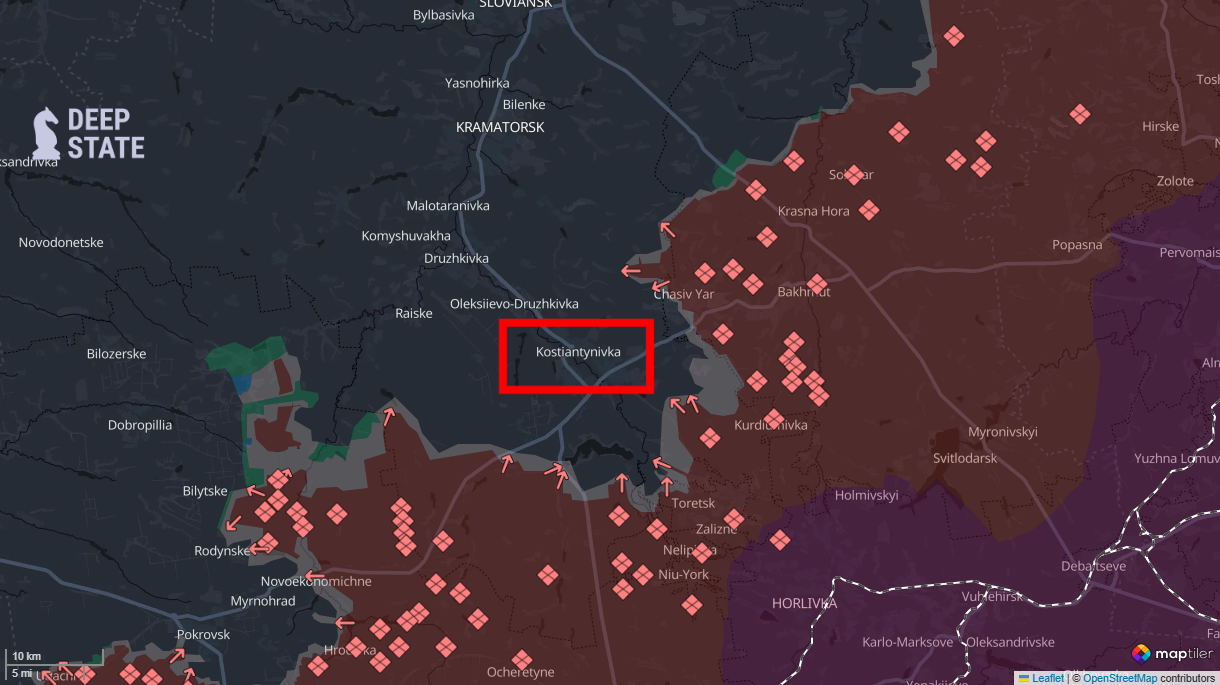 The attack on Kostiantynivka. Photo credits: DeepState