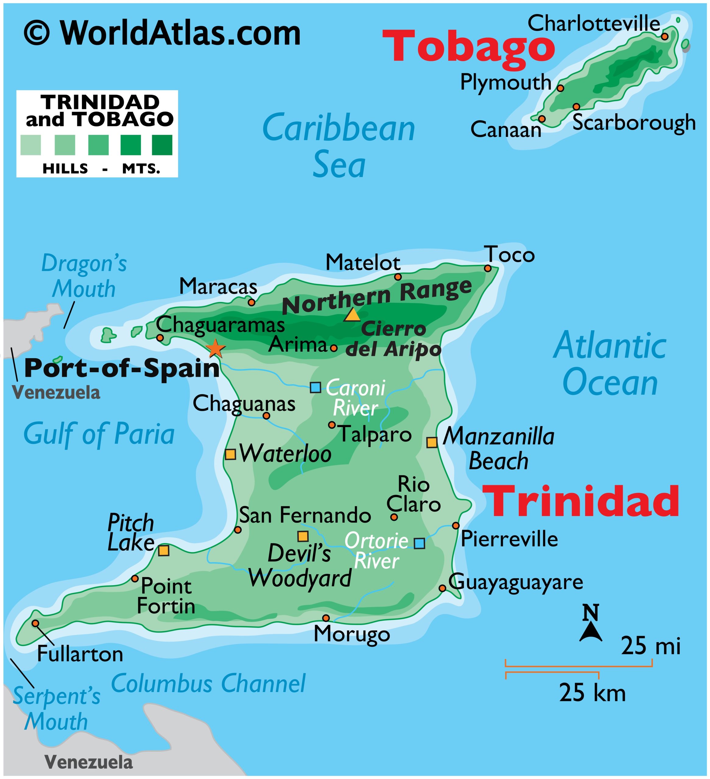 Map of Trinidad and Tobago. Photo credits: ©2025 worldatlas.com