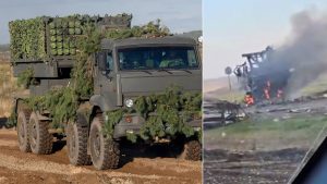 Destruction of Russian Zemledeliye Remote Minelaying System Near Horlivka
