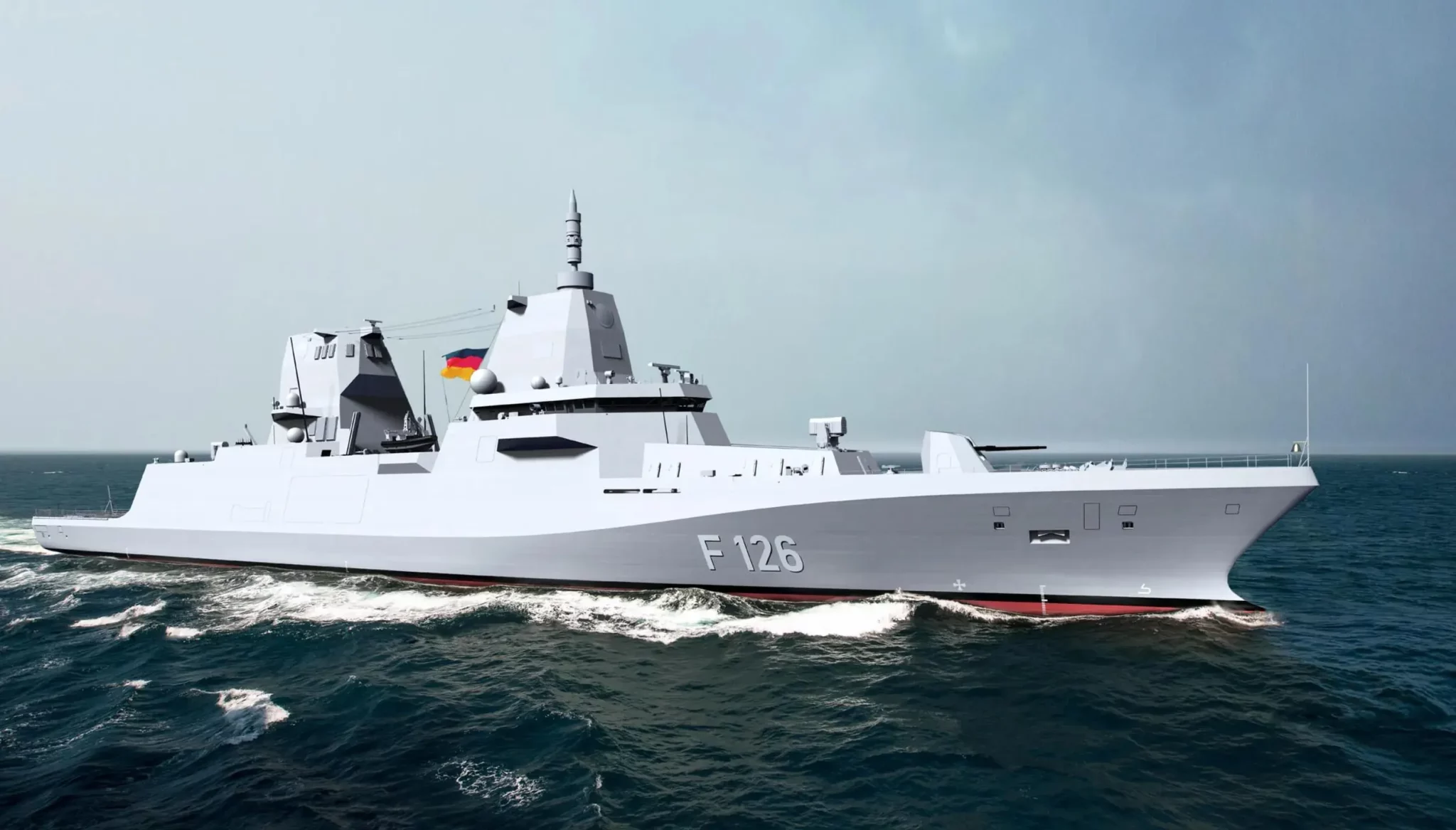 Render of the F126 frigate. Photo credits: Damen