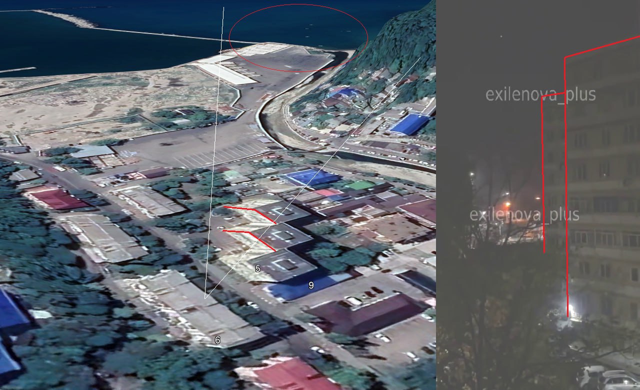 Identification of the maritime drone strike site, November 10, 2025. Photo credits: Dnipro Osint