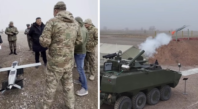 Демонстрація дрона-камікадзе на БТР Barys-A. 14 листопада 2025 року. Джерело: Defence Blog