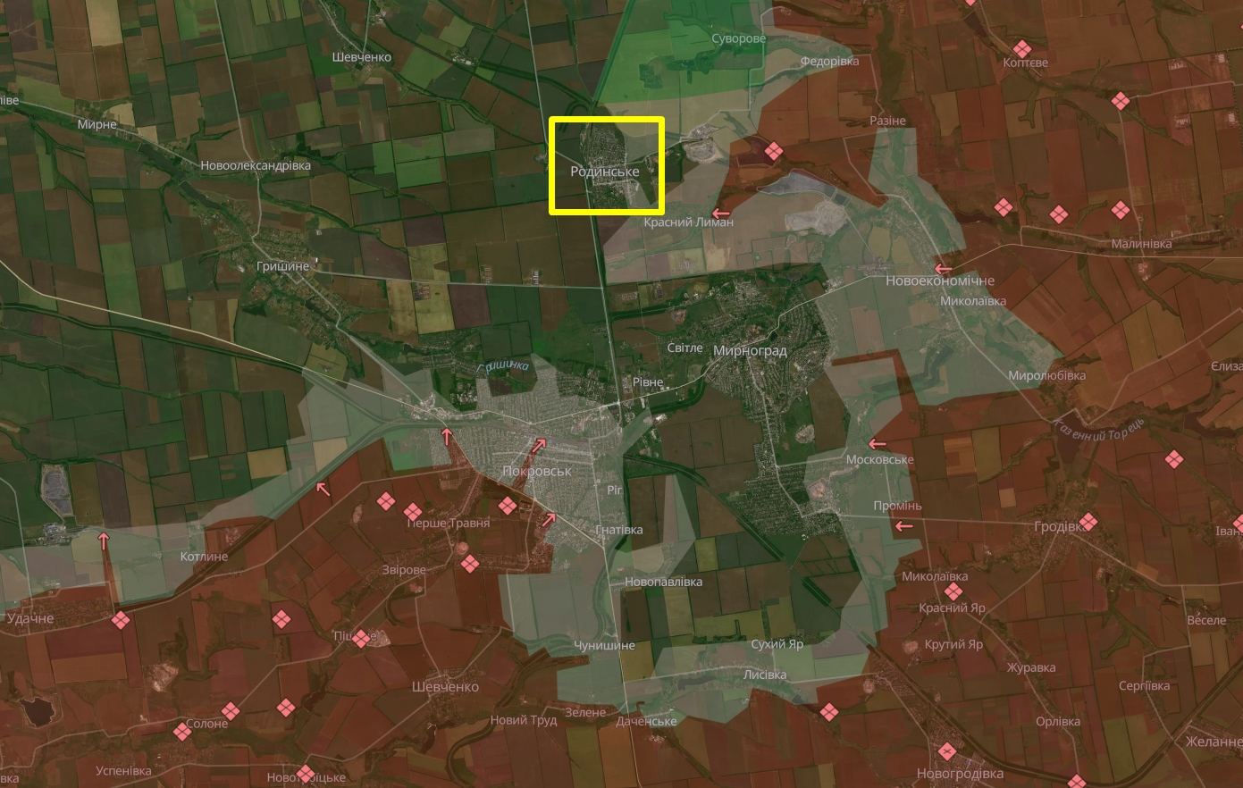 Ситуація на покровському напрямку на мапі Deepstate