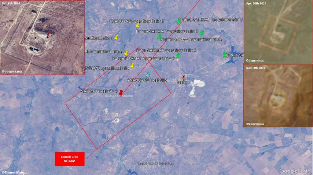 Зона NOTAM поблизу населеного пункту Ясний. Фото @Etienne_Marcuz