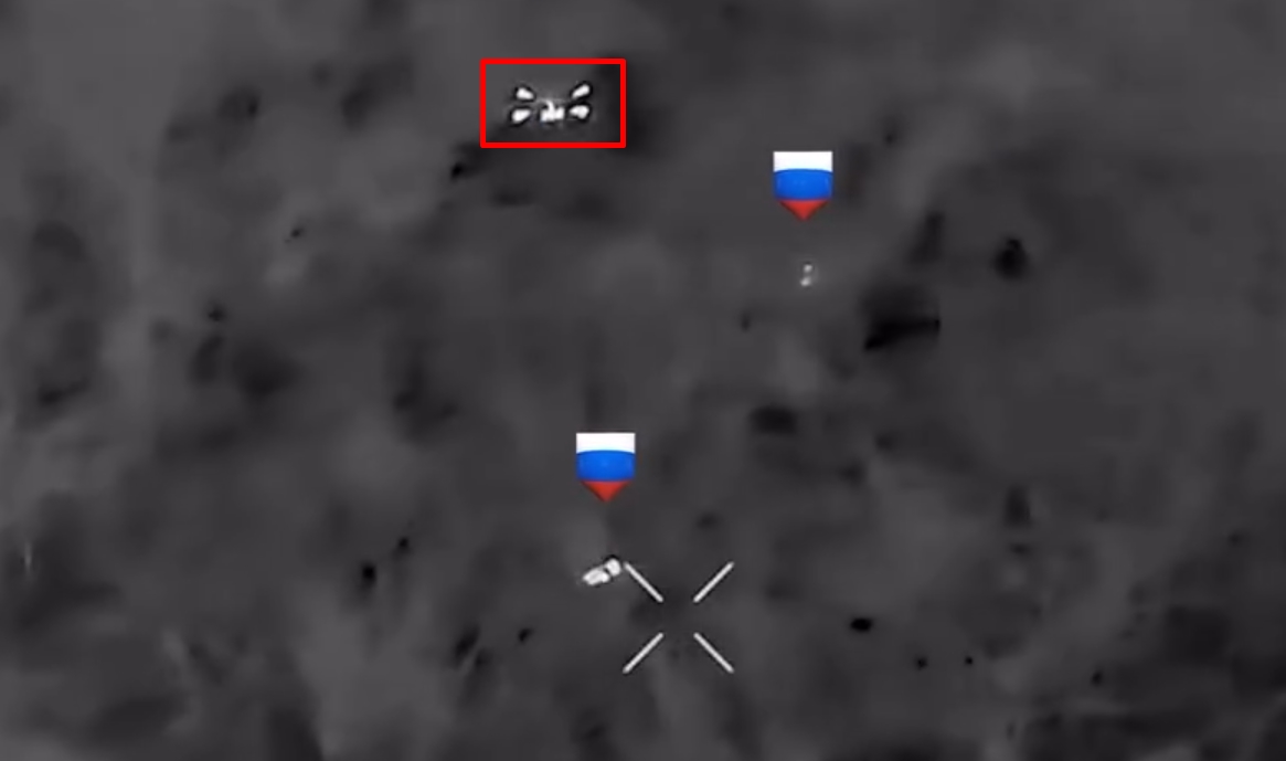 Українські дрони полюють за росіянами в районі Покровська. Листопад 2025. Джерело: кадр з камери дрона полку «Скеля»