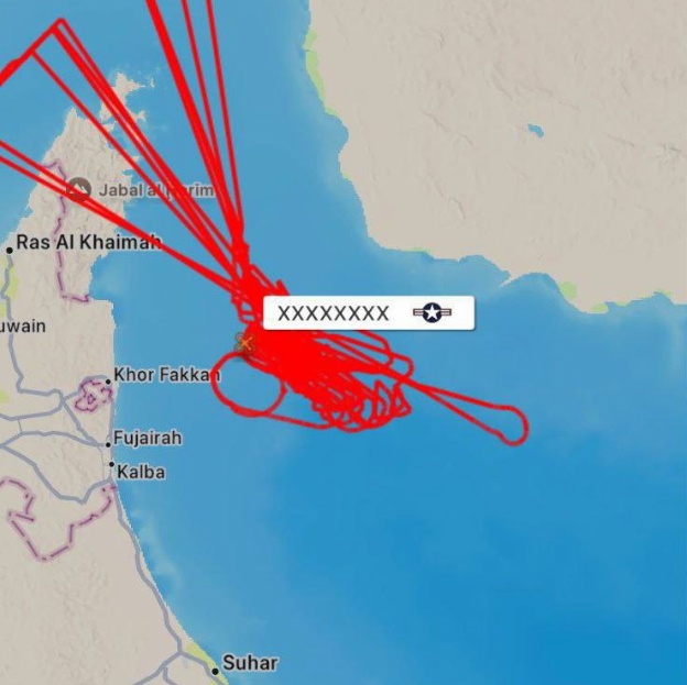 У районі захоплення судна тривалий час веде розвідку розвідувального БПЛА MQ-4C Triton ВМФ США. Джерело: мапа flightradar24