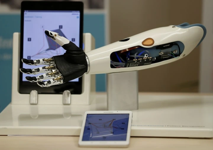 A bionic arm shown at the Ottobock trade fair in Vienna, Austria, October 23, 2018. Photo credits: REUTERS Leonhard Foeger