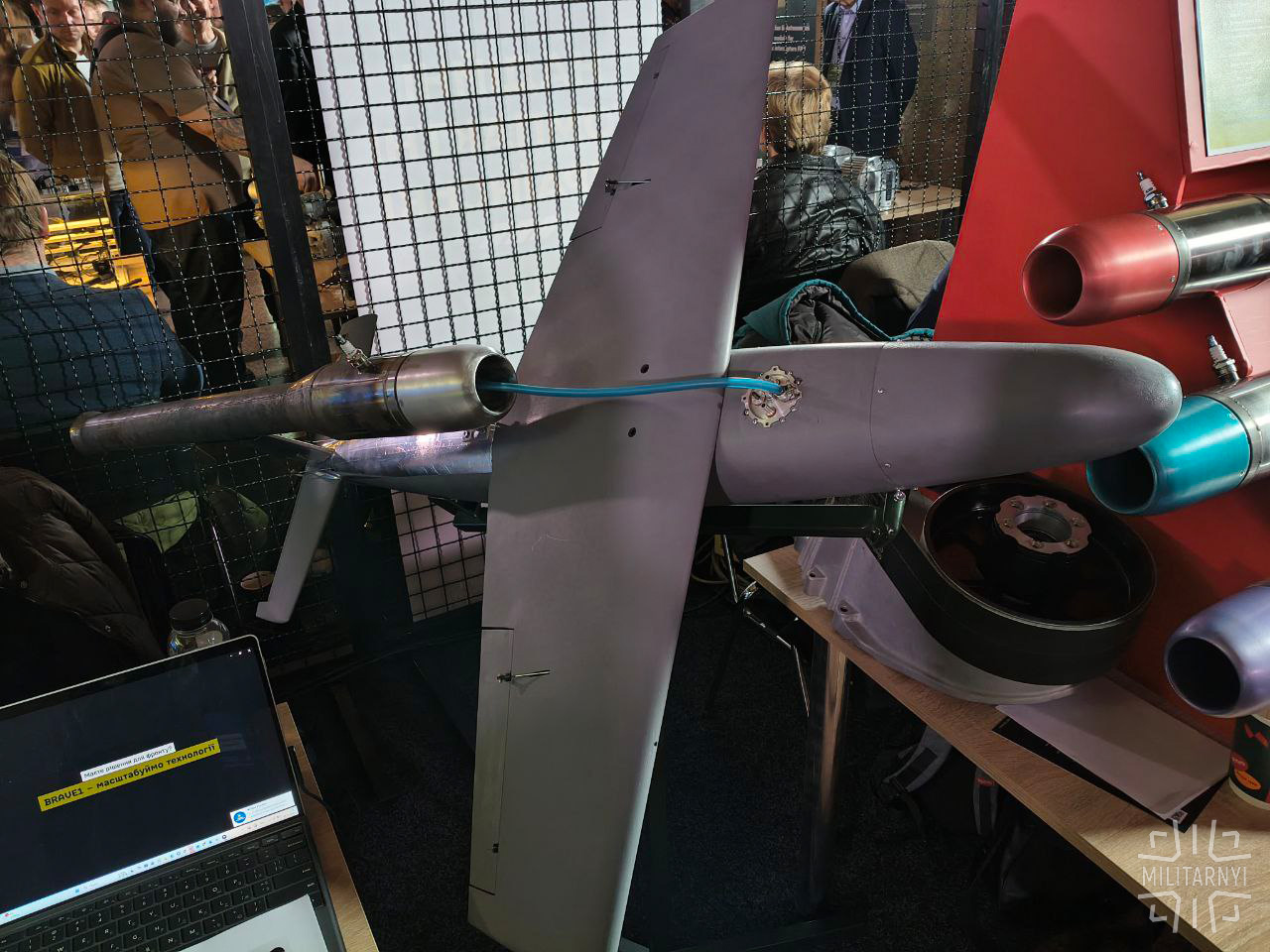 Pulse air-jet Hrim-17 engine on the drone model. December 3, 2025. Photo credits: Militarnyi