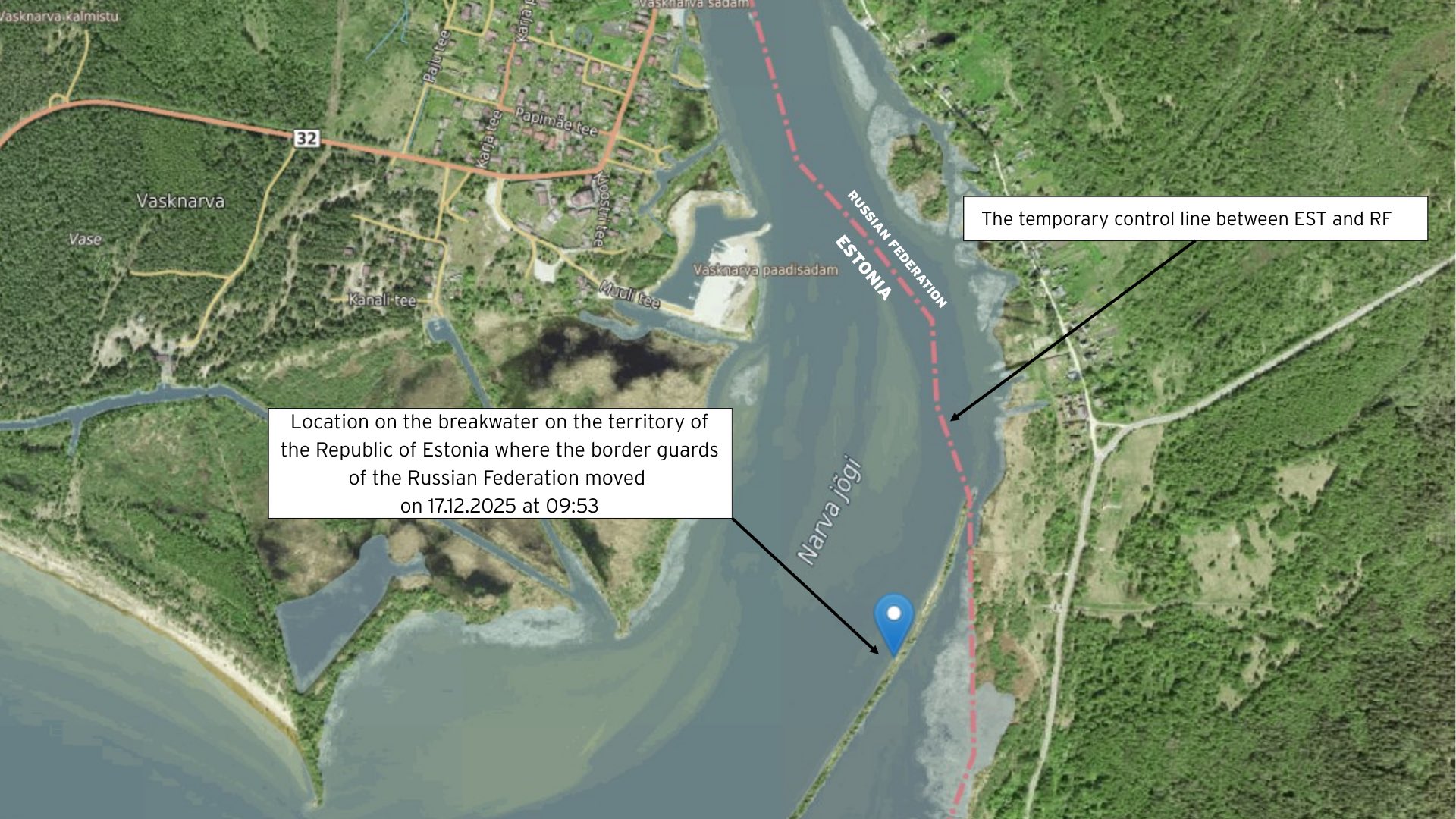 The place where the Russians crossed the Estonian border on December 17, 2025. Photo credits: Estonian Ministry of Foreign Affairs