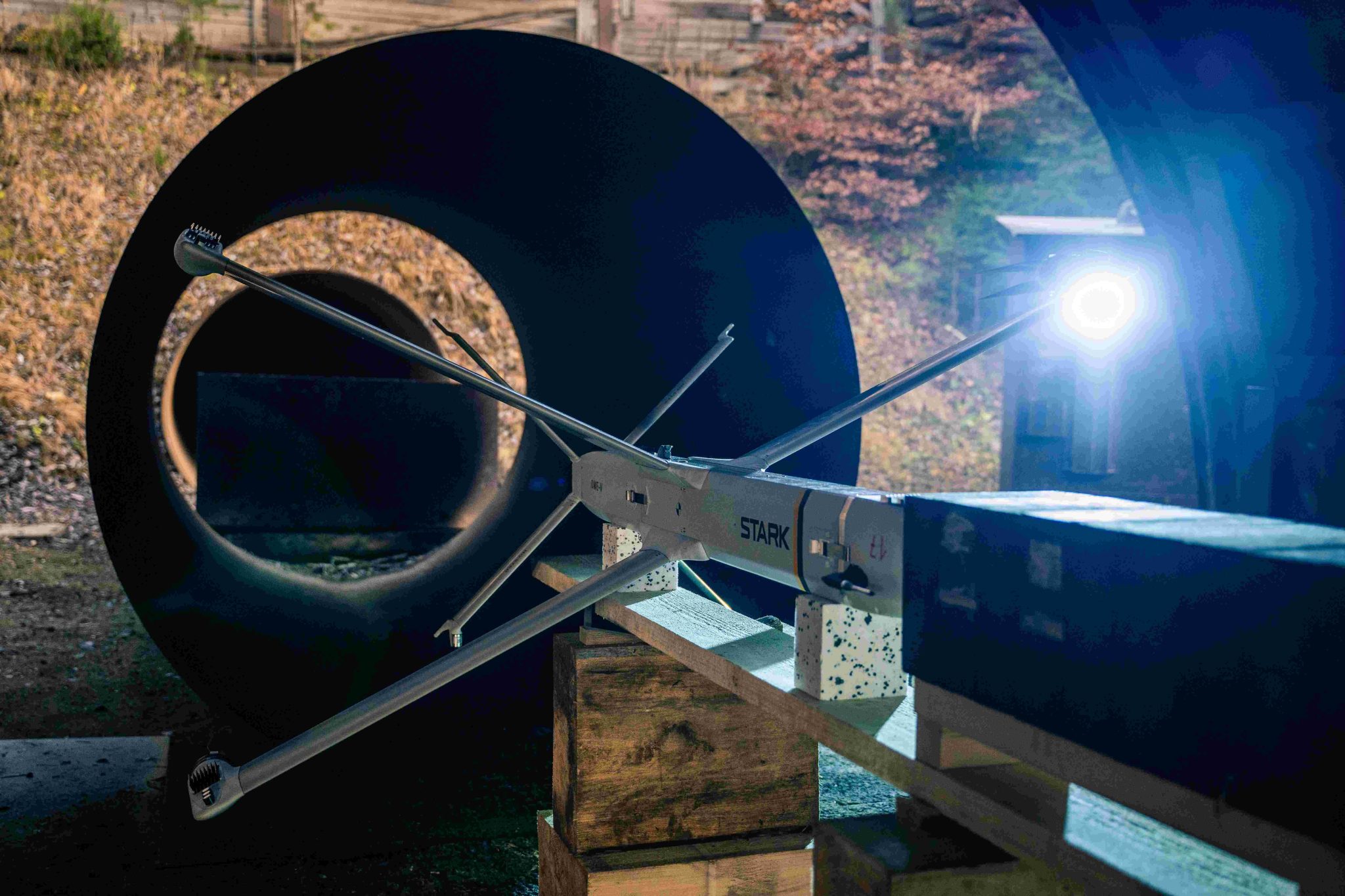 VIRTUS loitering munition with an integrated LION STRIKE 110 (LS110) warhead during testing. Photo credits: STARK