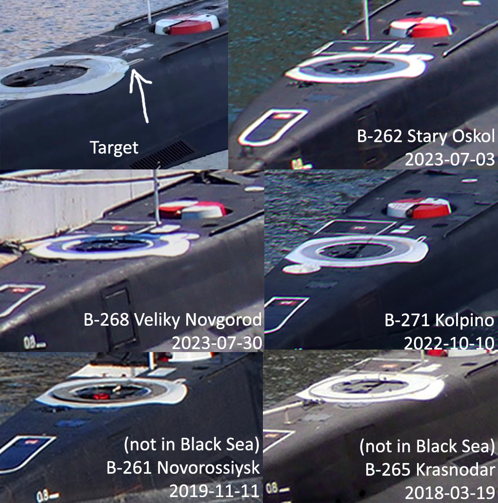 Comparison of the 636.3 Varshavyanka submarines of the Black Sea Fleet of the Russian Federation, excluding the destroyed Rostov-on-Don. Photo credits: Duke BG