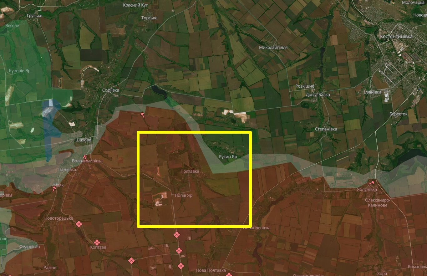 Місце знищення російської техніки на мапі Deepstate