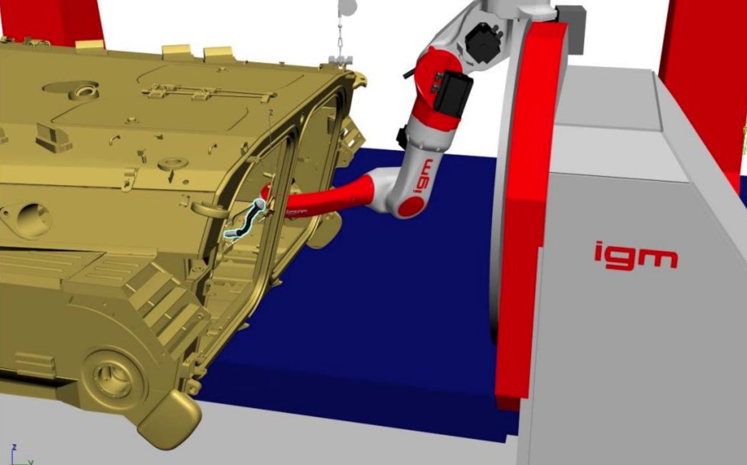 Robotic welding machine for the BMP-1 by the Austrian company IGM Robotersysteme