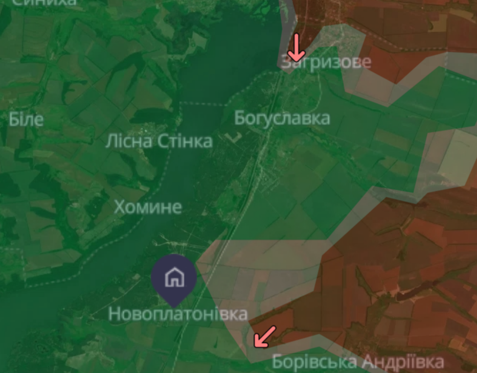 Новоплатонівка Харківської області на мапі DeepState. Фото: DeepState