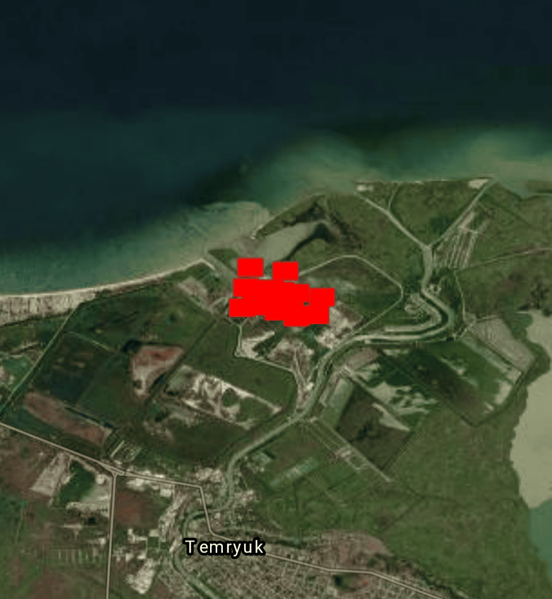 A fire at the port of Temryuk, December 25, 2025. Photo credits: NASA’s FIRMS service.