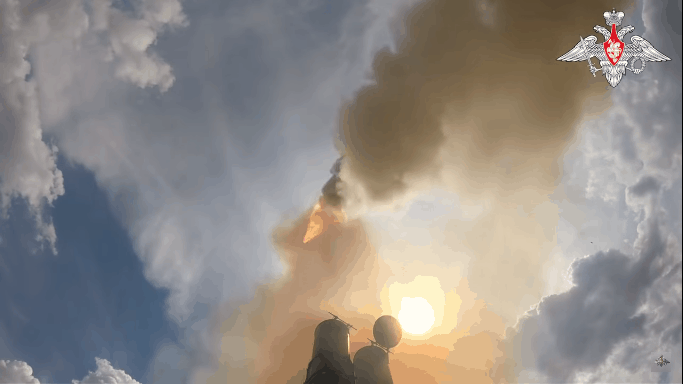 Launching an air defense guided missile from the S-500 system. Screenshot from a Russian Defense Ministry video