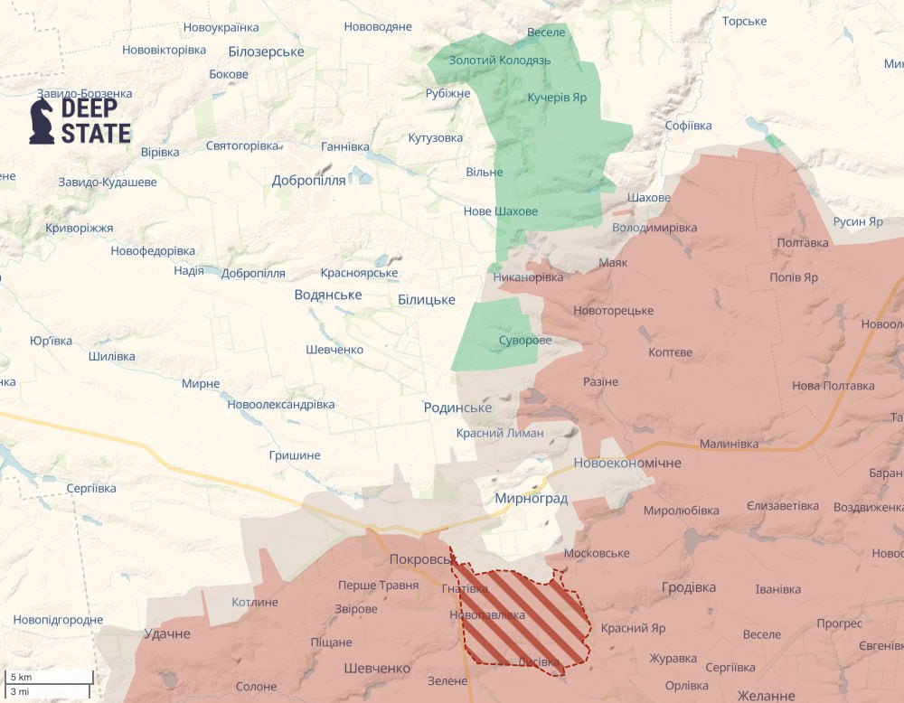 Зміни на карті DeepState після офіційного оголошення про відхід. Фото Шрайк Ньюс