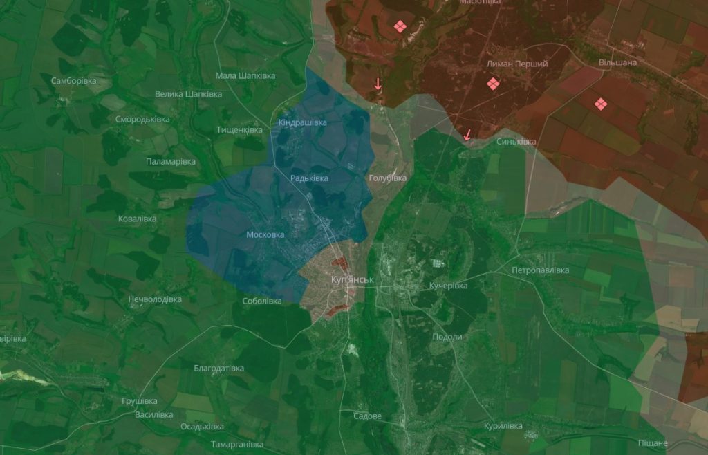 Ситуації у Куп'янську на мапі DeepState станом на 12 грудня 2025 року