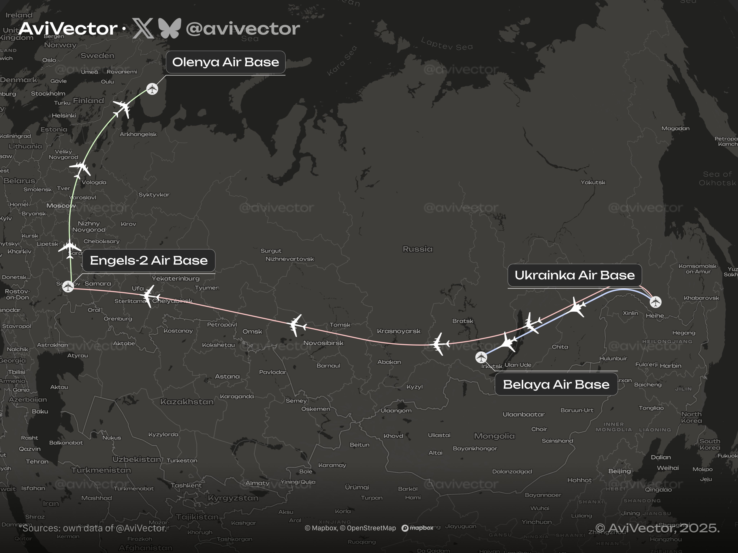 Redeployment of Russian strategic aviation aircraft. Photo credits: AviVector