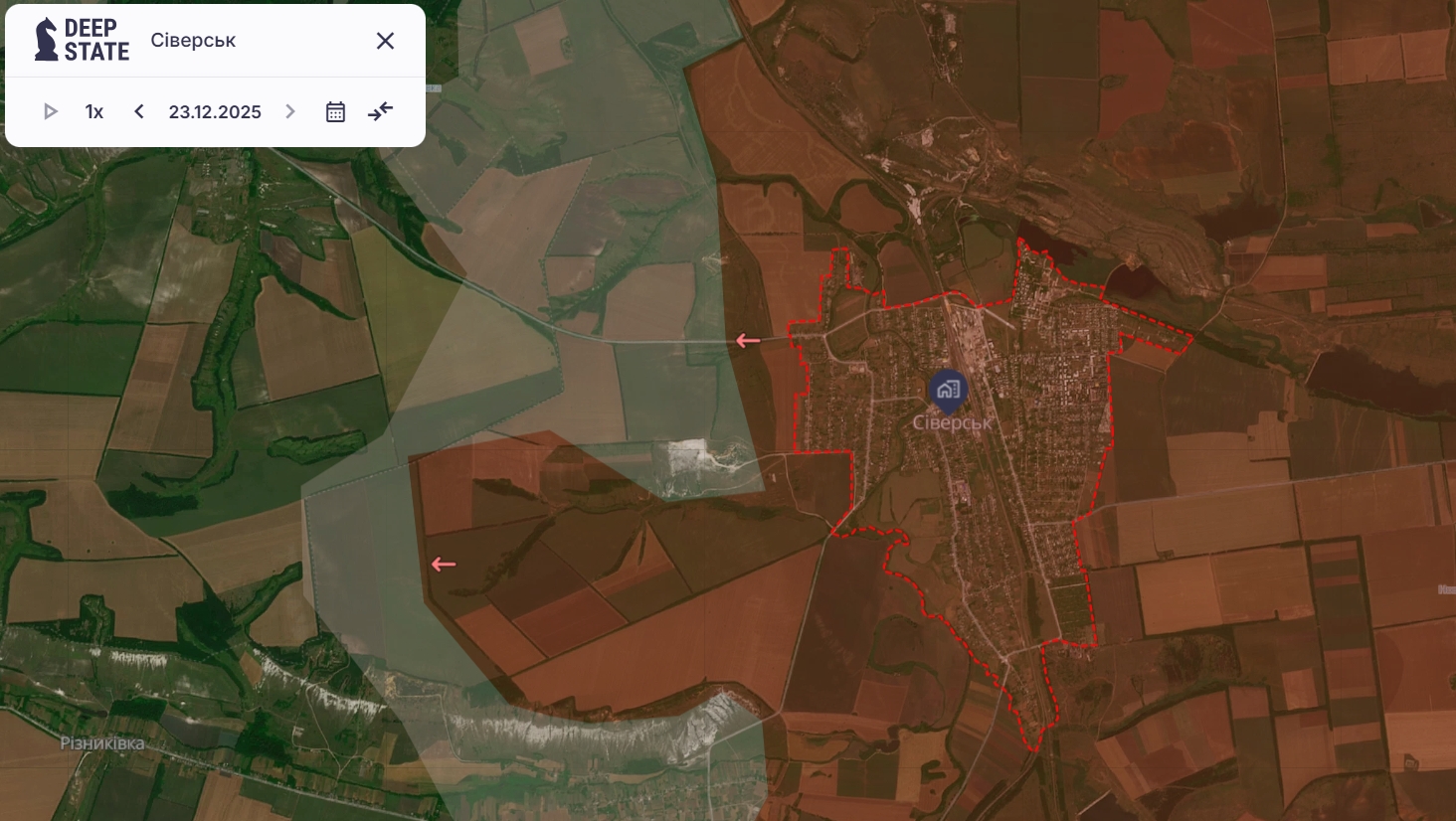The situation around Siversk as of 12.23.2025. Photo credits: DeepState