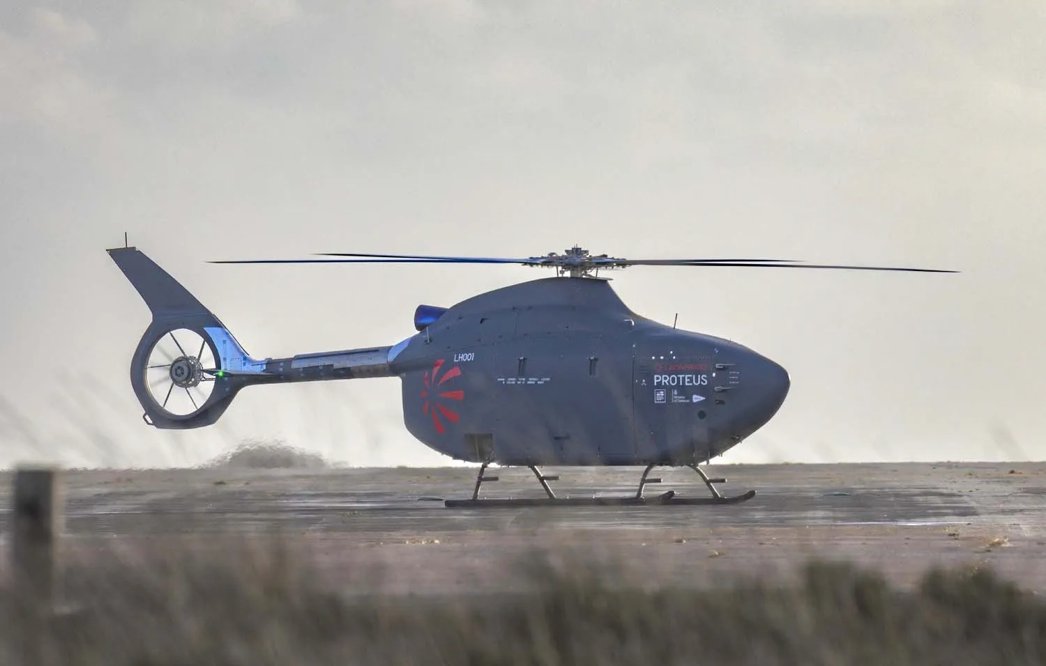 The first flight of the Proteus autonomous helicopter. Photo credits: Royal Navy