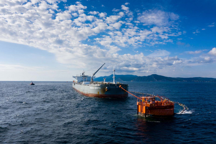 A ship near the CPC Marine Terminal in Novorossiysk — the starting point for Kazakh oil exports. Photo credits: Center for Transportation Strategies