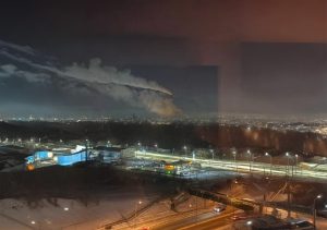 Після роботи ППО полум’я на території Орловської ТЕЦ видно на відстані десятків кілометрів