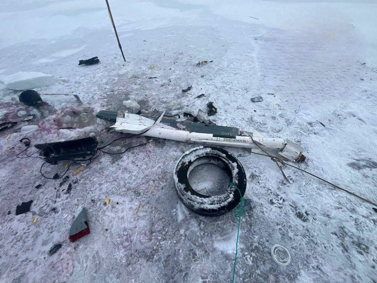 Ракета Р-60, якою був озброєний збитий безпілотник «Шахед/Герань-2». Україна, січень 2026. Фото: Telegram-канал «Полковник ГШ»