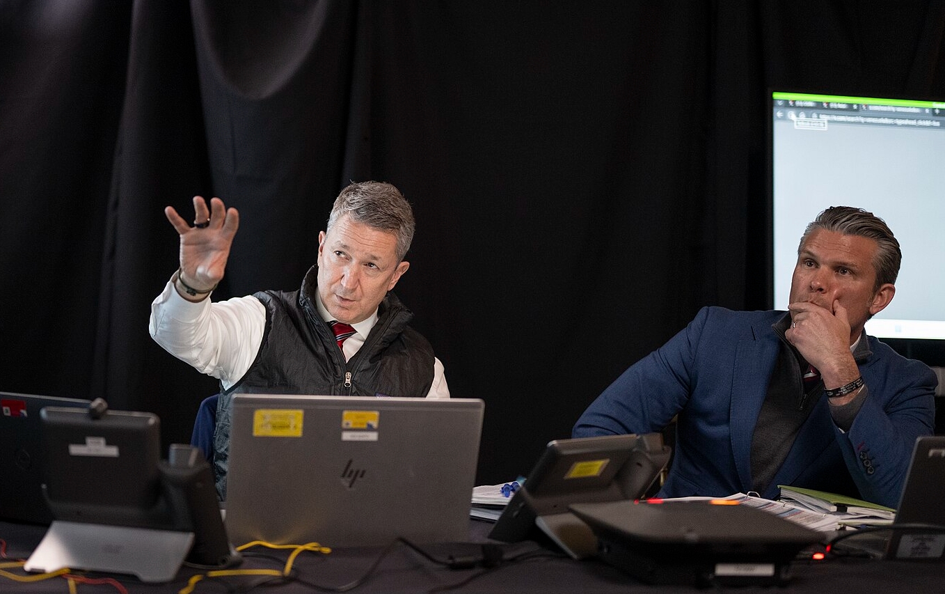 General Caine and Secretary of War Pete Hegseth observe Operation Absolute Resolve on January 3, 2026. Photo credits: Pentagon