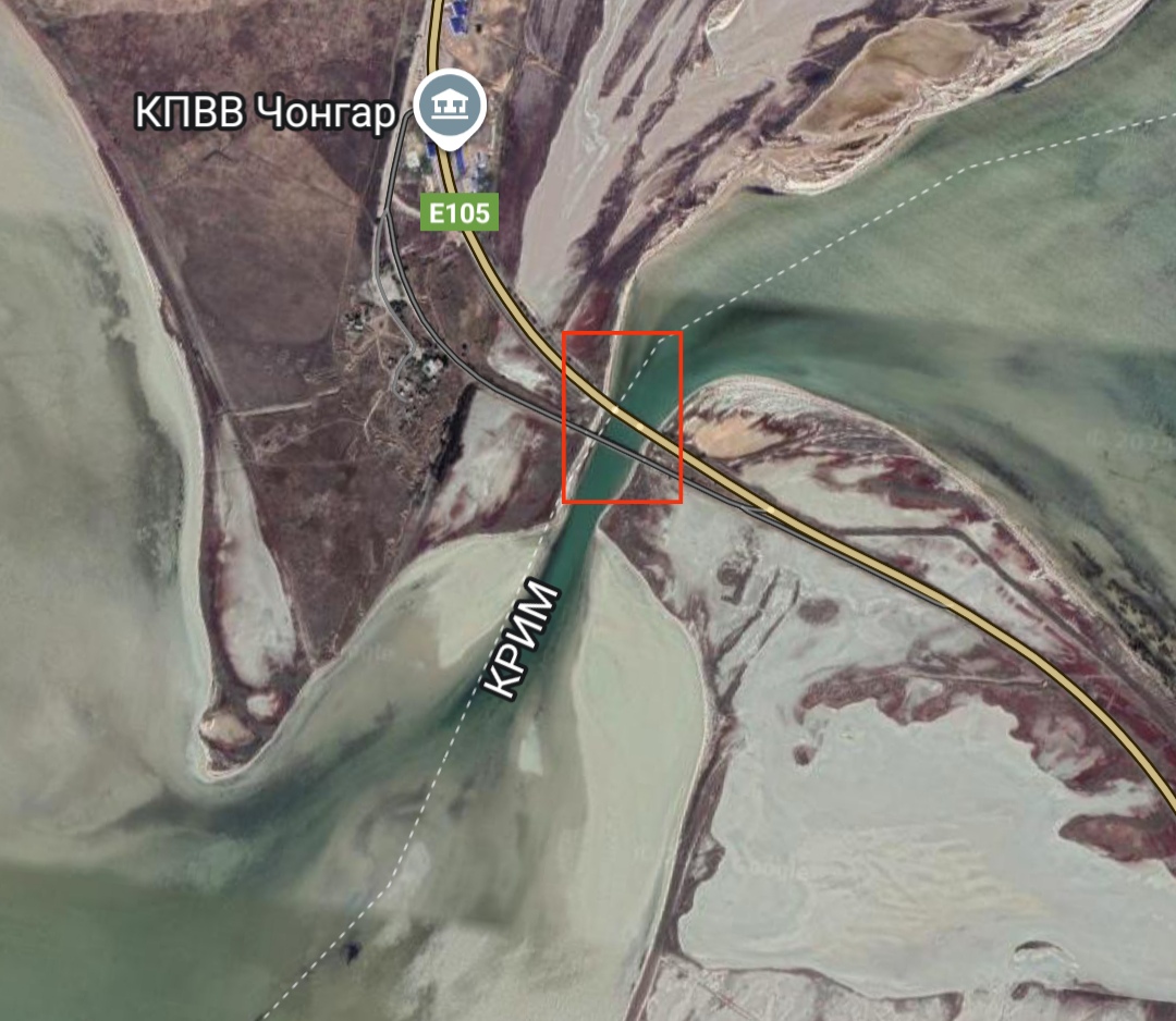 Міст через озеро Сиваш. Джерело: Google Maps