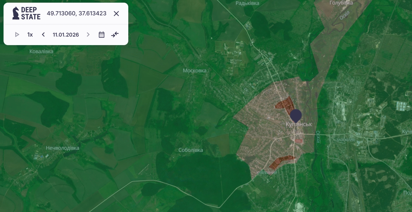 Ситуація навколо Куп'янська станом на 11.01.2026. Джерело: Deep State.