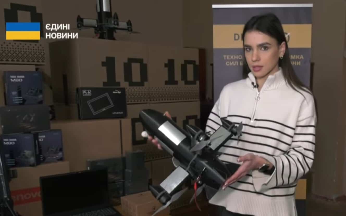 Дрон перехоплювач P1-SUN на озброєнні ДФТГ «Легіон Оболонь». Січень 2026. Джерело: Телеканал Ми - Україна