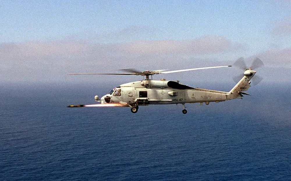 Пуск ракети AGM-114B з гелікоптера ВМФ США SH-60 Seahawk. Фото dvidshub