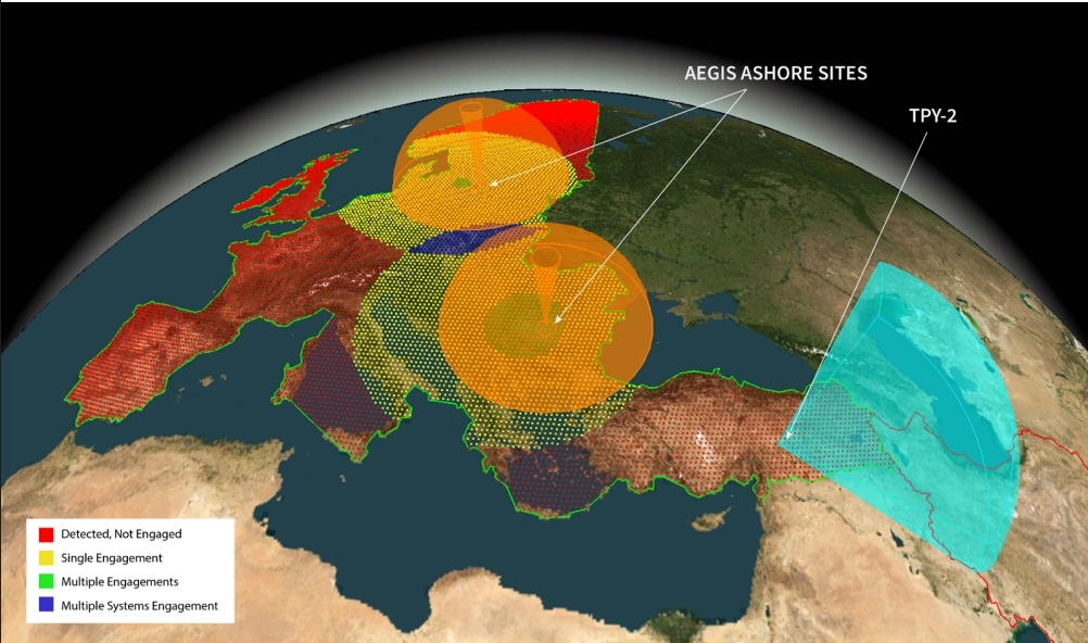 Радіолокаційне покриття базовими радіолокаційними станціями AN/SPY-1 протиракетної системи Aegis Ashore та РЛС на території Туреччини. Фото: CSIS