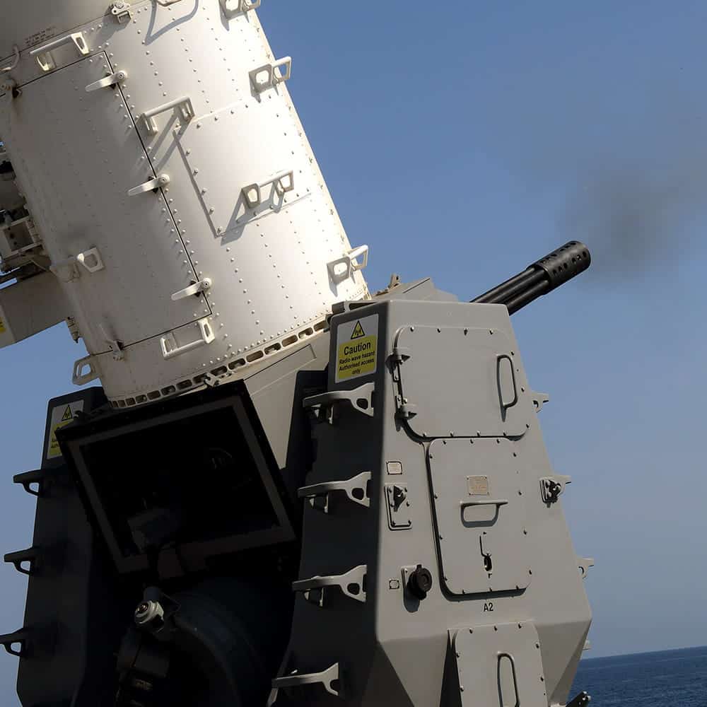 The Phalanx Block 1B air defense artillery complex. Photo credits: Royal Navy.