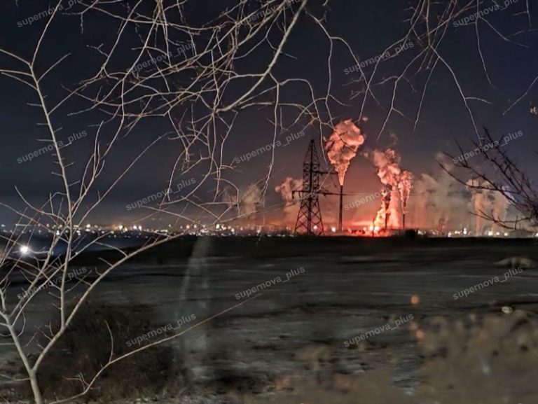 Fire at the Nevinnomyssk Azot chemical plant. January 14, 2026. Source: Supernova+