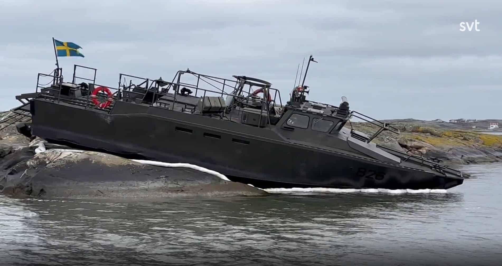 The Swedish Army's CB90 boat that crashed into the archipelago. February 2025. Photo credits: www.svt.se