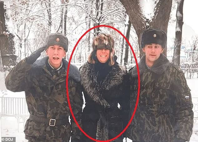 Ghislaine Maxwell (center) with Russian soldiers. Photo credits: DOJ