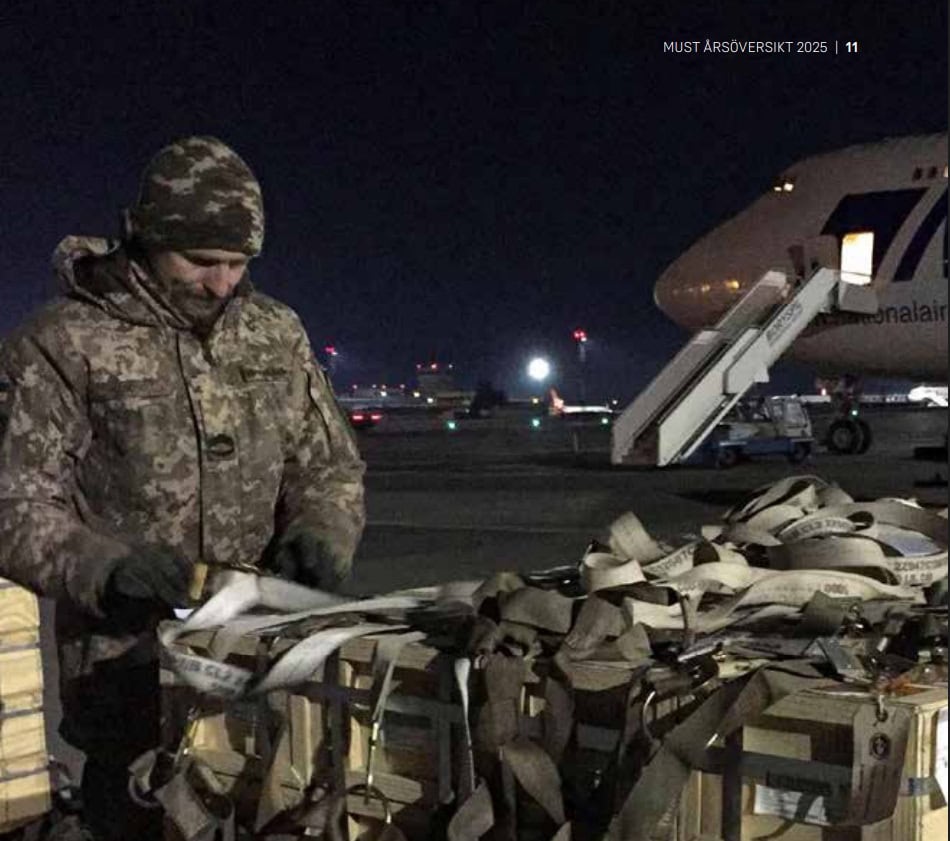 Illustrative image of a serviceman of the Armed Forces of Ukraine receiving humanitarian aid from Sweden. Photo credits: MUST