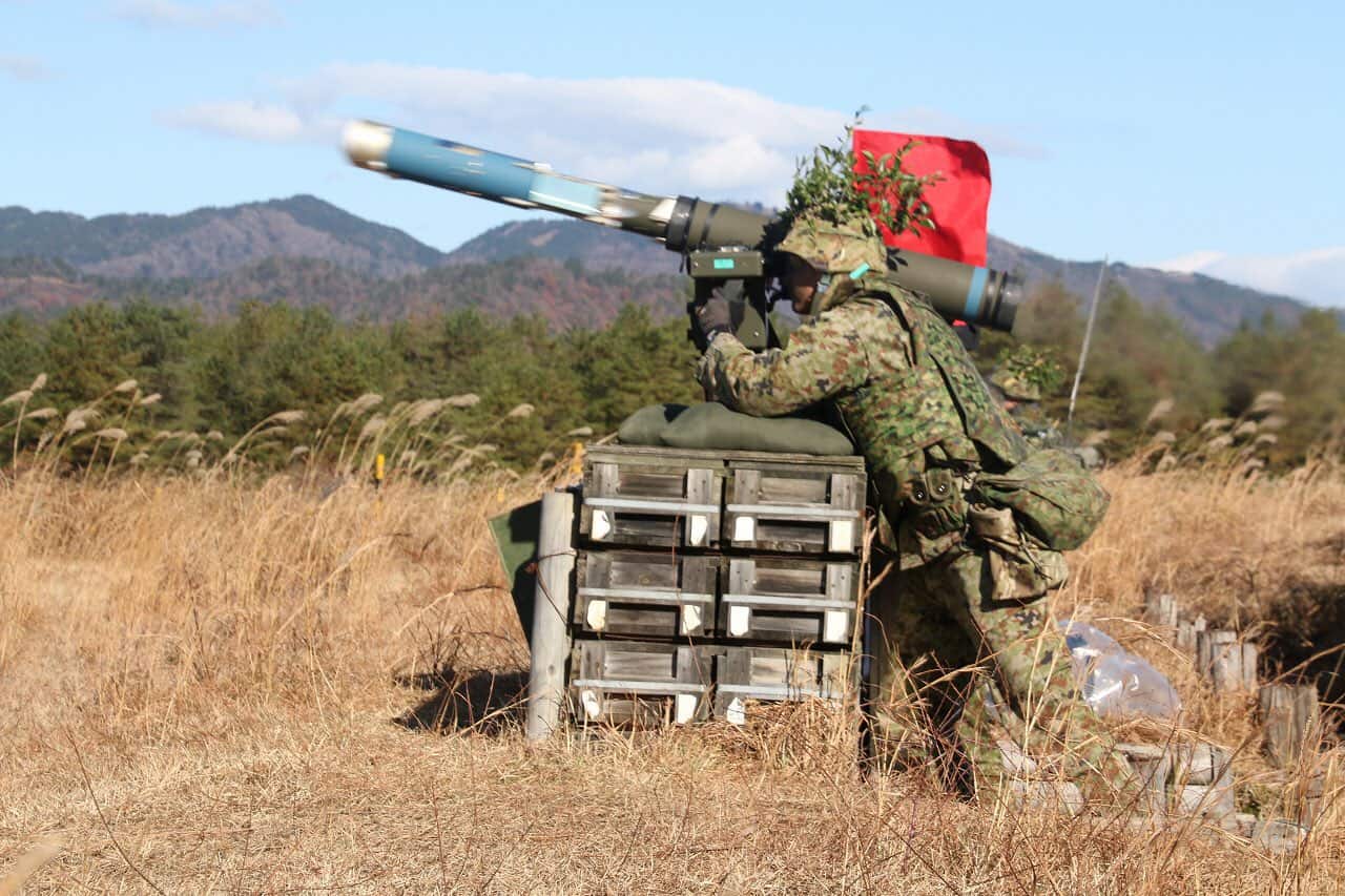 Launching a missile from a Type 01 light anti-tank system. Photo credits: JGSDF