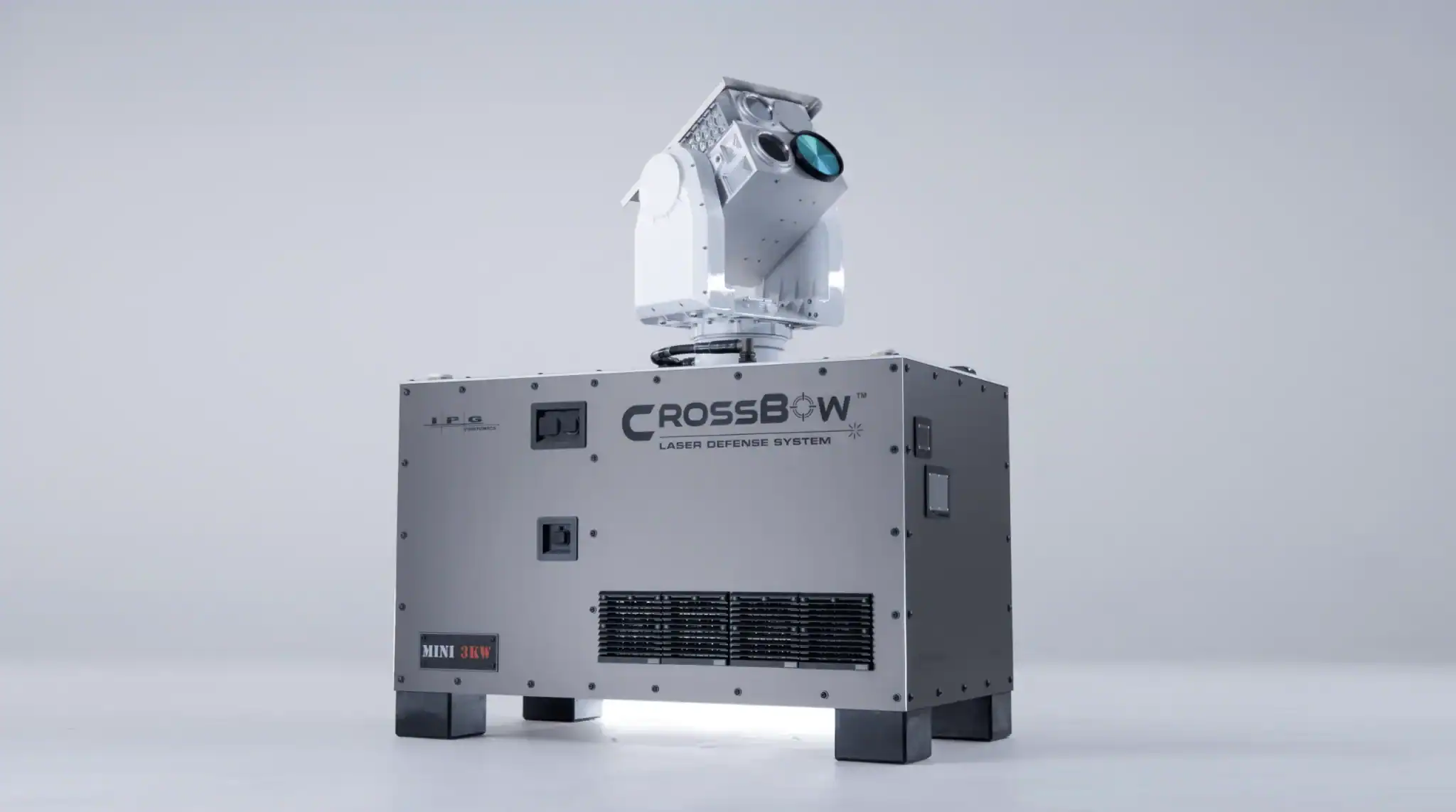 Crossbow Mini HEL laser mounted on a pickup truck. Photo credits: IPG Photonics