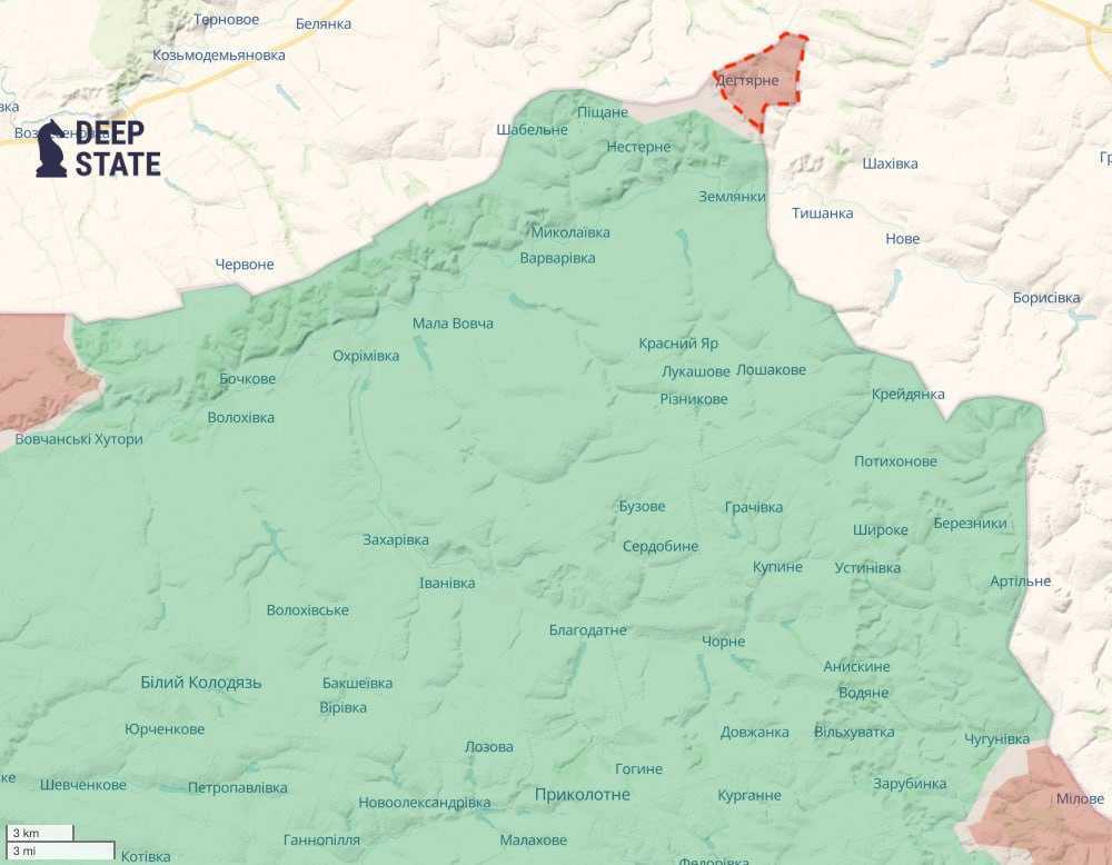 New Russian advance near Dyhtiarne on February 5, 2026, according to DeepState. Infographic by Shrike News