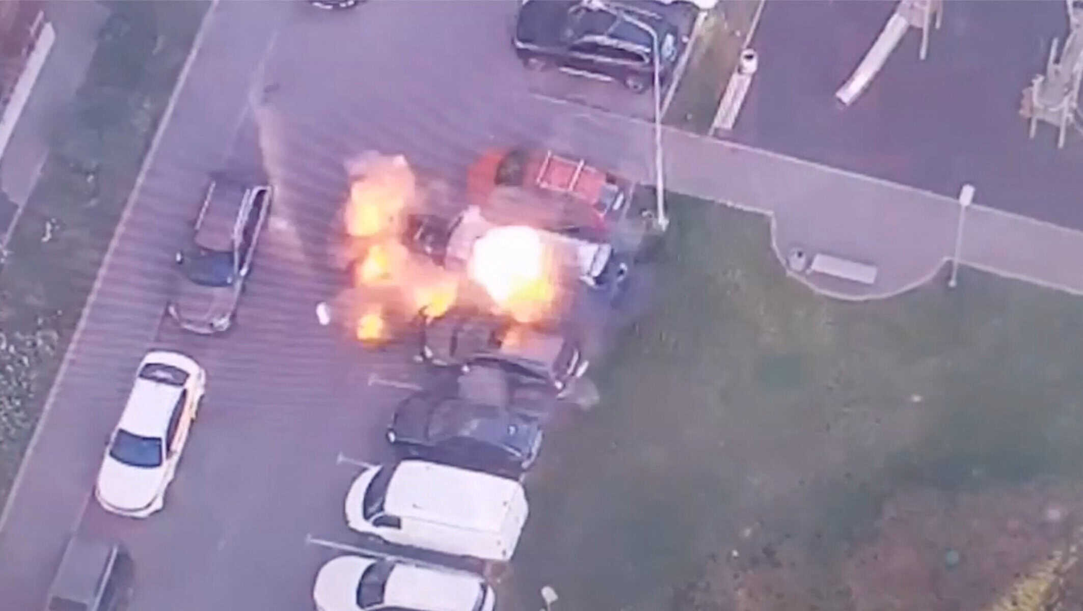 Scene of the explosion in Moscow during the attack on a Russian intelligence officer — illustrative image of a car explosion related to similar incidents in Moscow covered by Reuters.