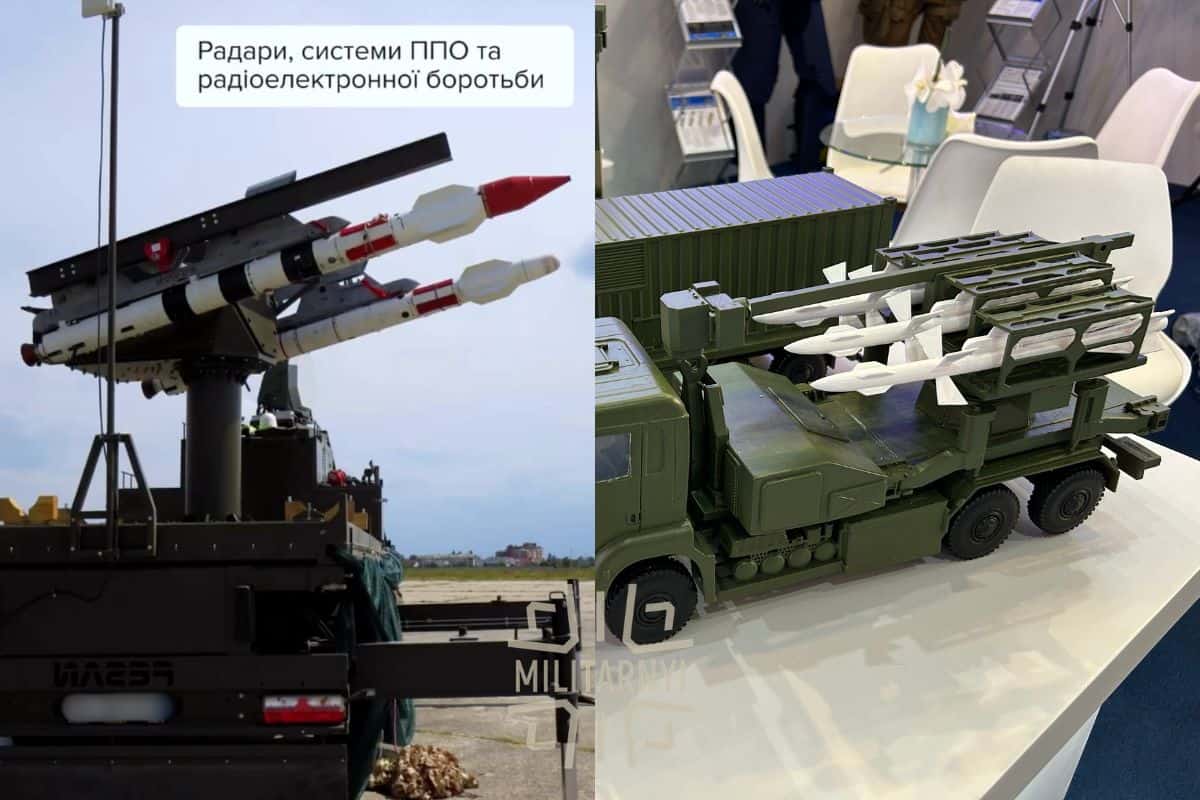 Пускова установка до ЗРК Шершень з ракетами Р-73 та модель з ракетами Р-27