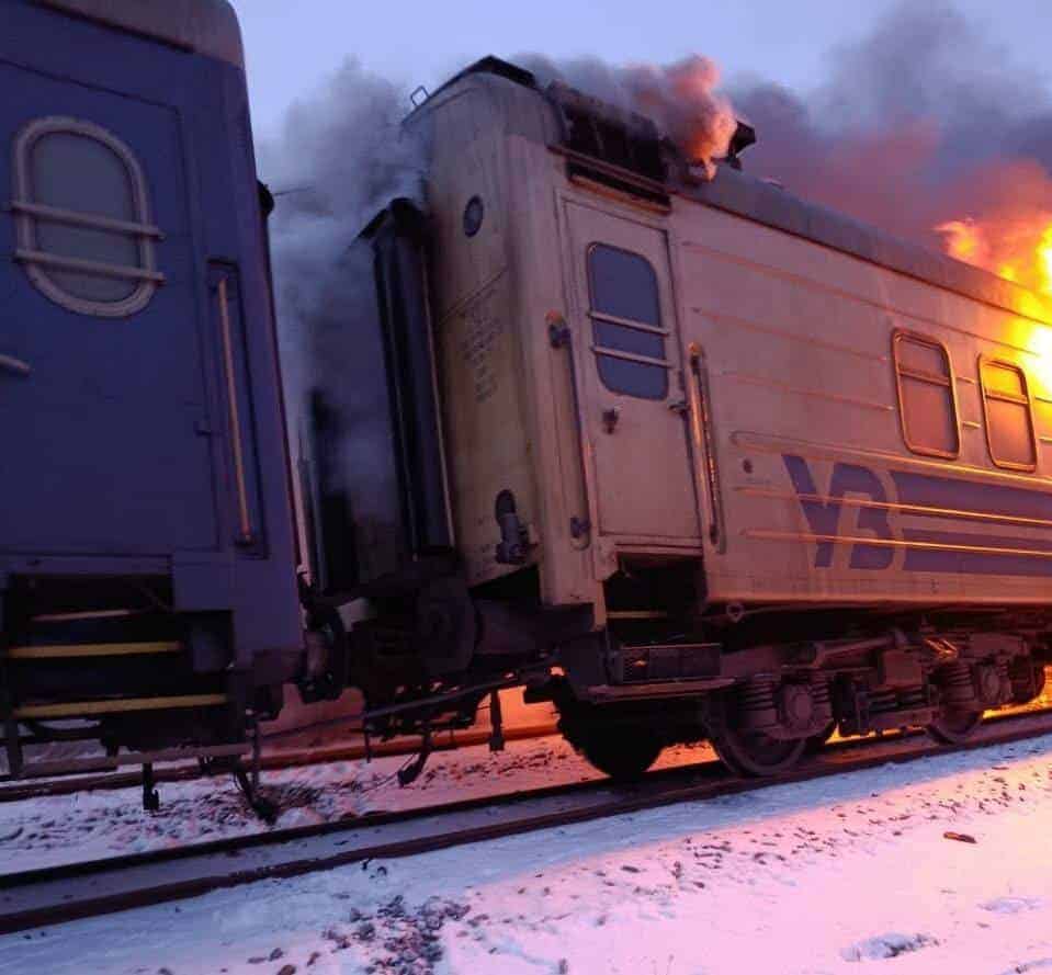 A passenger train hit in the Kharkiv region. Photo credits: Oleksiy Kuleba