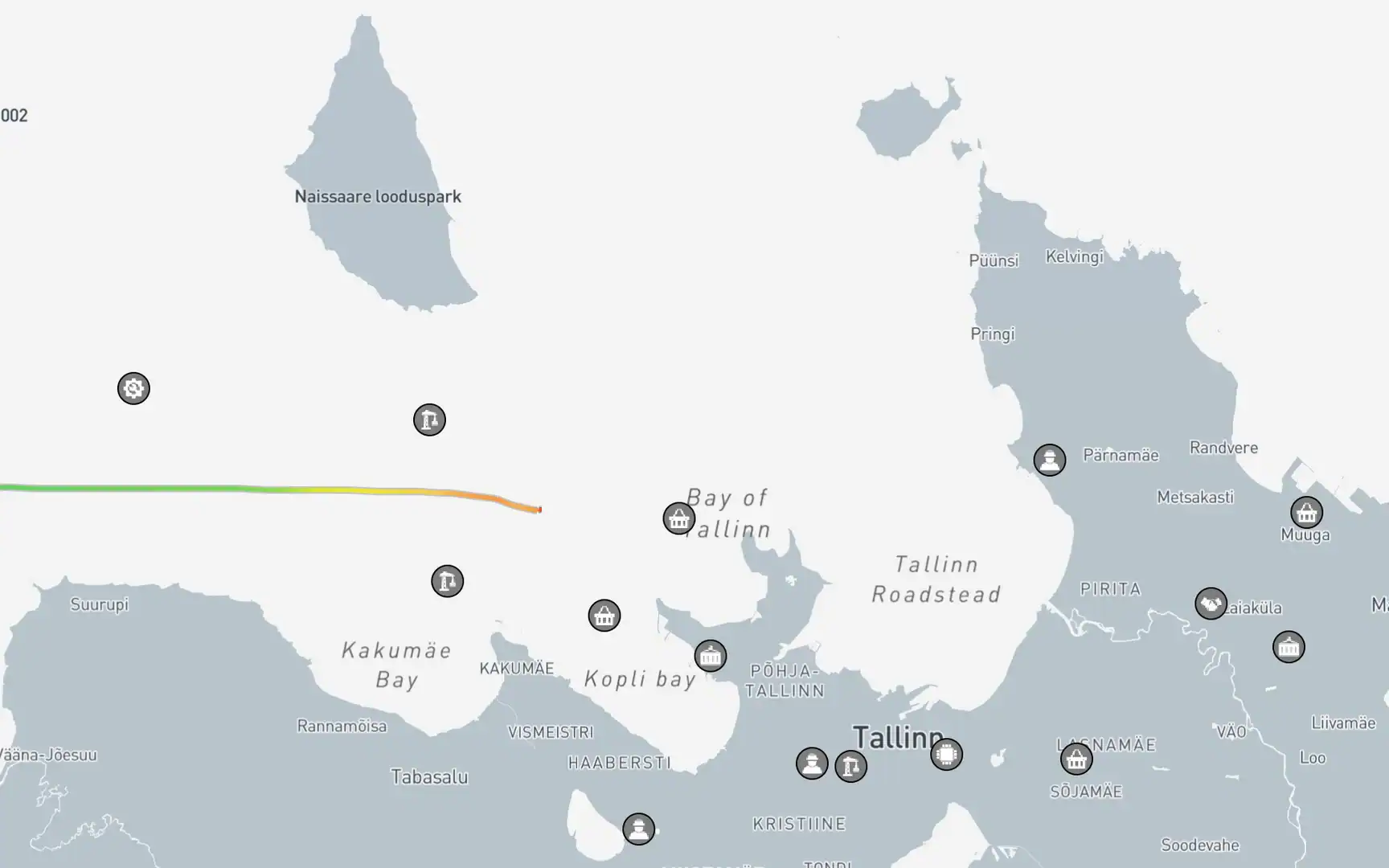 Місце зупинки та затримання контейнеровоза Baltic Spirit. Фото: marinetracker