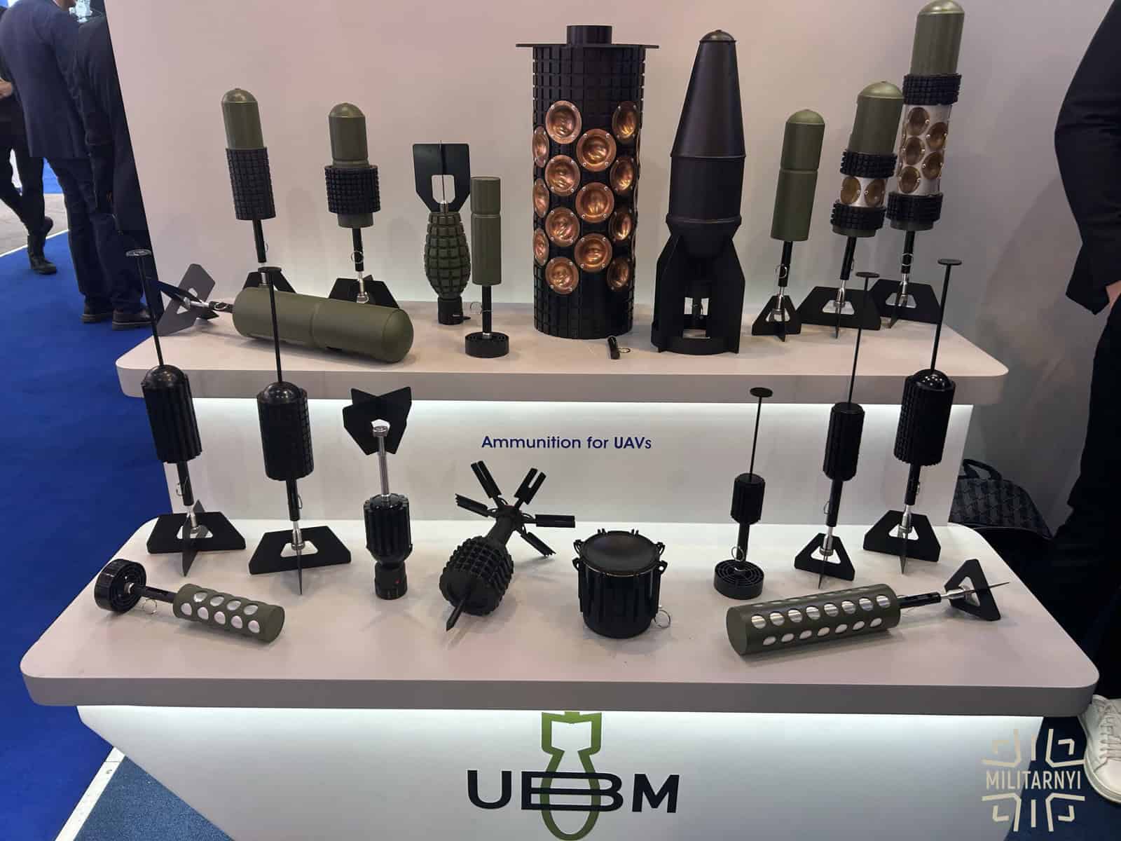 Ammunition for drones from the Ukrainian company UBM at the World Defense Show exhibition. February 2026. Source: Militarnyi