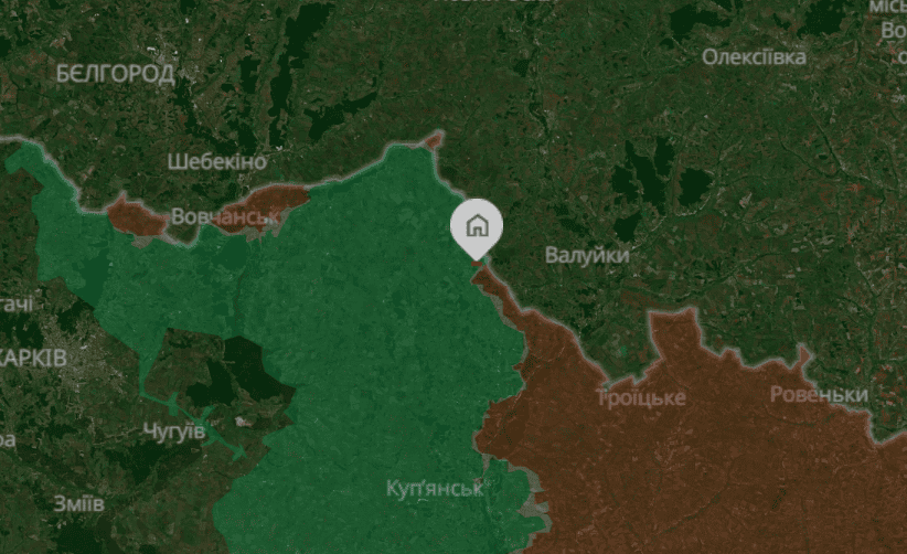 Село Чугунівка на Харківщині. 8 лютого 2026 року. Джерело: DeepState